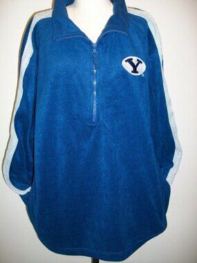 OVB BYU Brigham Young University Me's Blue Fleece 1/2 Zip Jacket Size Large